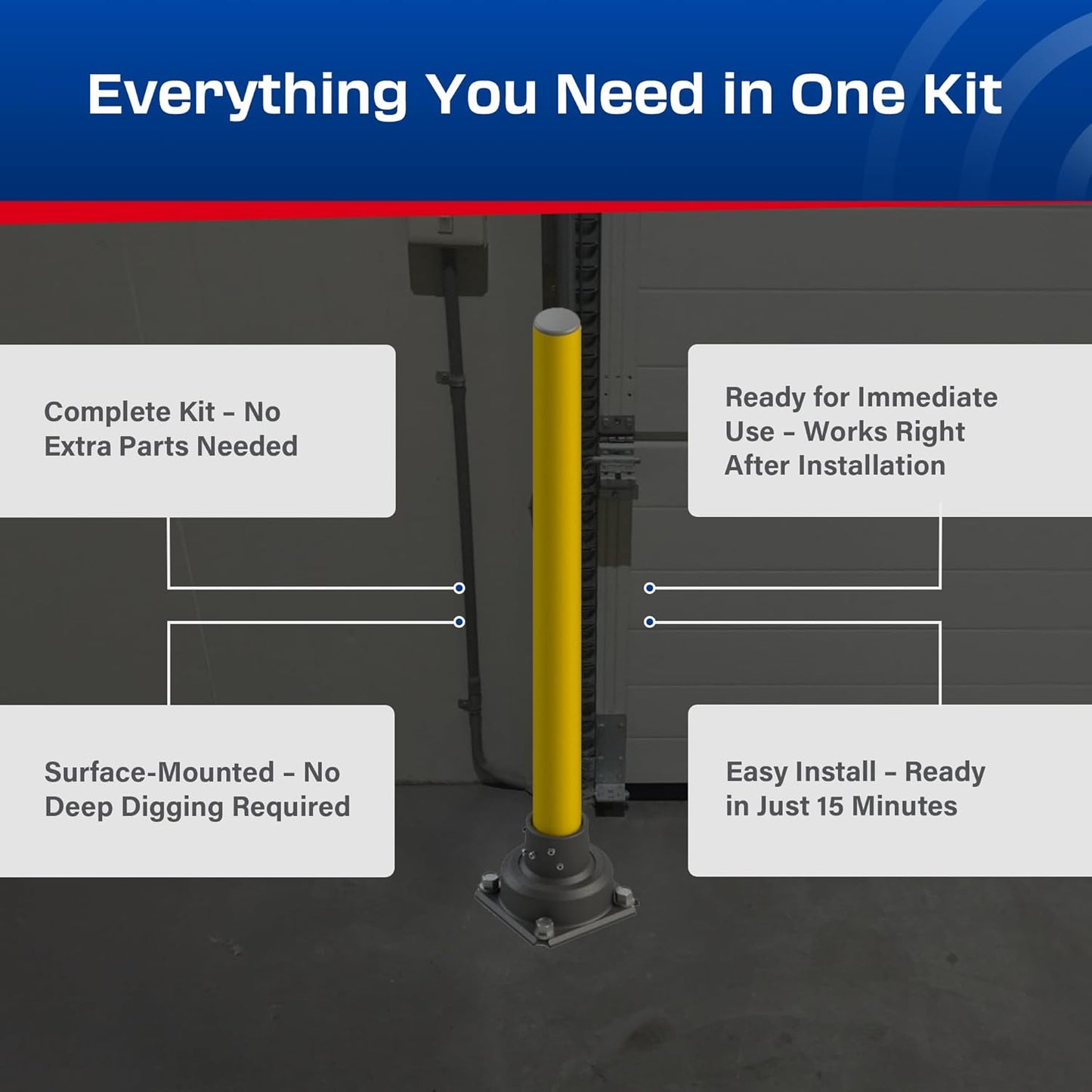Impact Recovery - SlowStop Steel Rebounding Bollard - Metal Post - Safety Bollard - Made in the USA - 3" x 42"