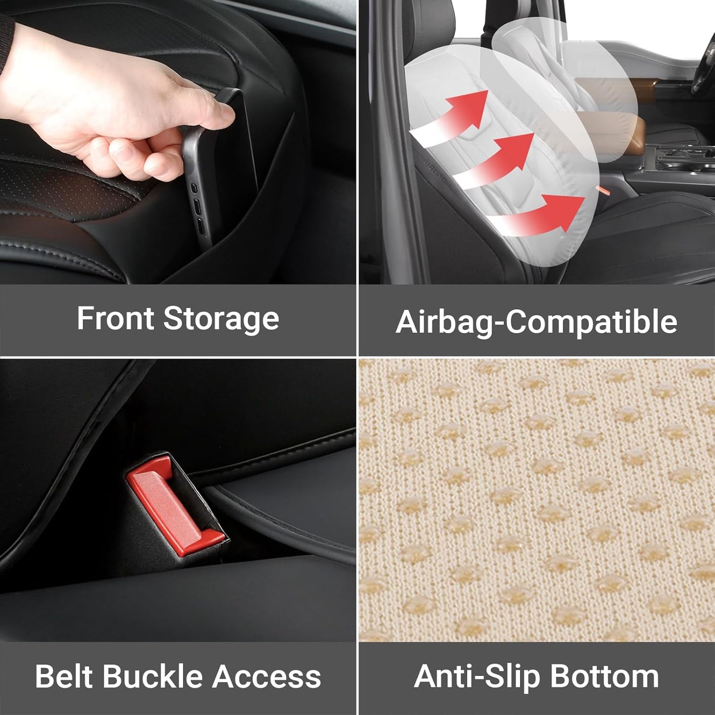 Coverland Custom Car Seat Covers Compatible with 2005-2021 Frontier King Cab, Crew Cab - Premium Leather Non-Slip Waterproof Cover Interior Protector Full Set-Black [See Size Chart-Size X116]