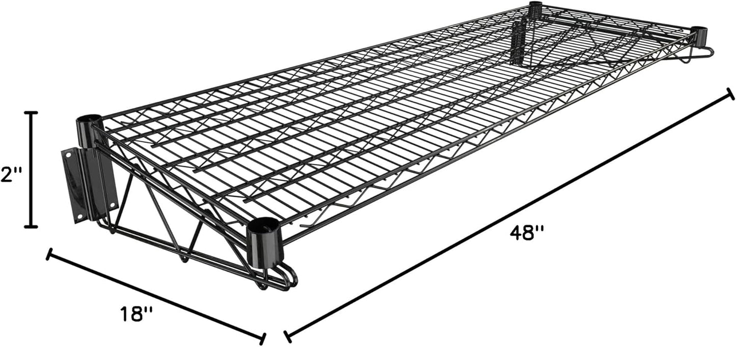 18" x 48" Black Epoxy Wire Wall Mount Shelf