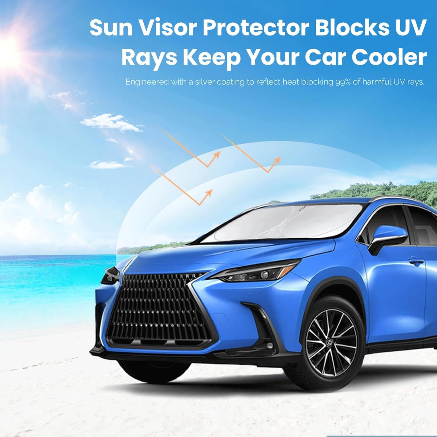 Custom Fit NX NX250 Windshield Sunshade for 2015-2022-2024 2025 Lexus NX350 NX350h NX450h Accessories Front Window Shades Cover for Windshield Sun Visor Protector 210T Reflector Block Heat UV Rays