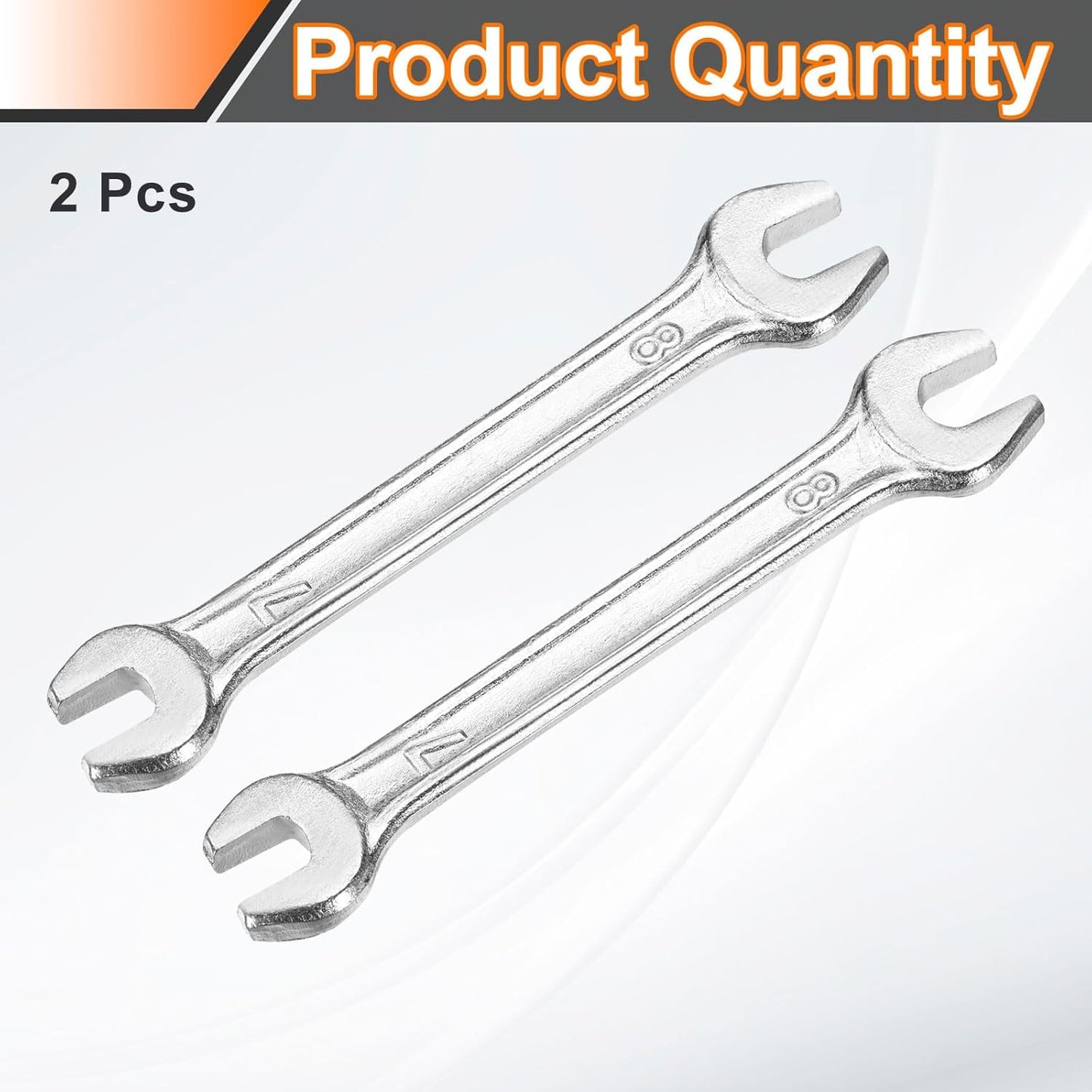 HARFINGTON 2pcs Double Open End Wrench 7mm x 8mm Metric 15 Degree Offset Angle Small Flat Head Wrench Galvanizing Open Ended Spanner for Automotive Repair Furniture Assembly