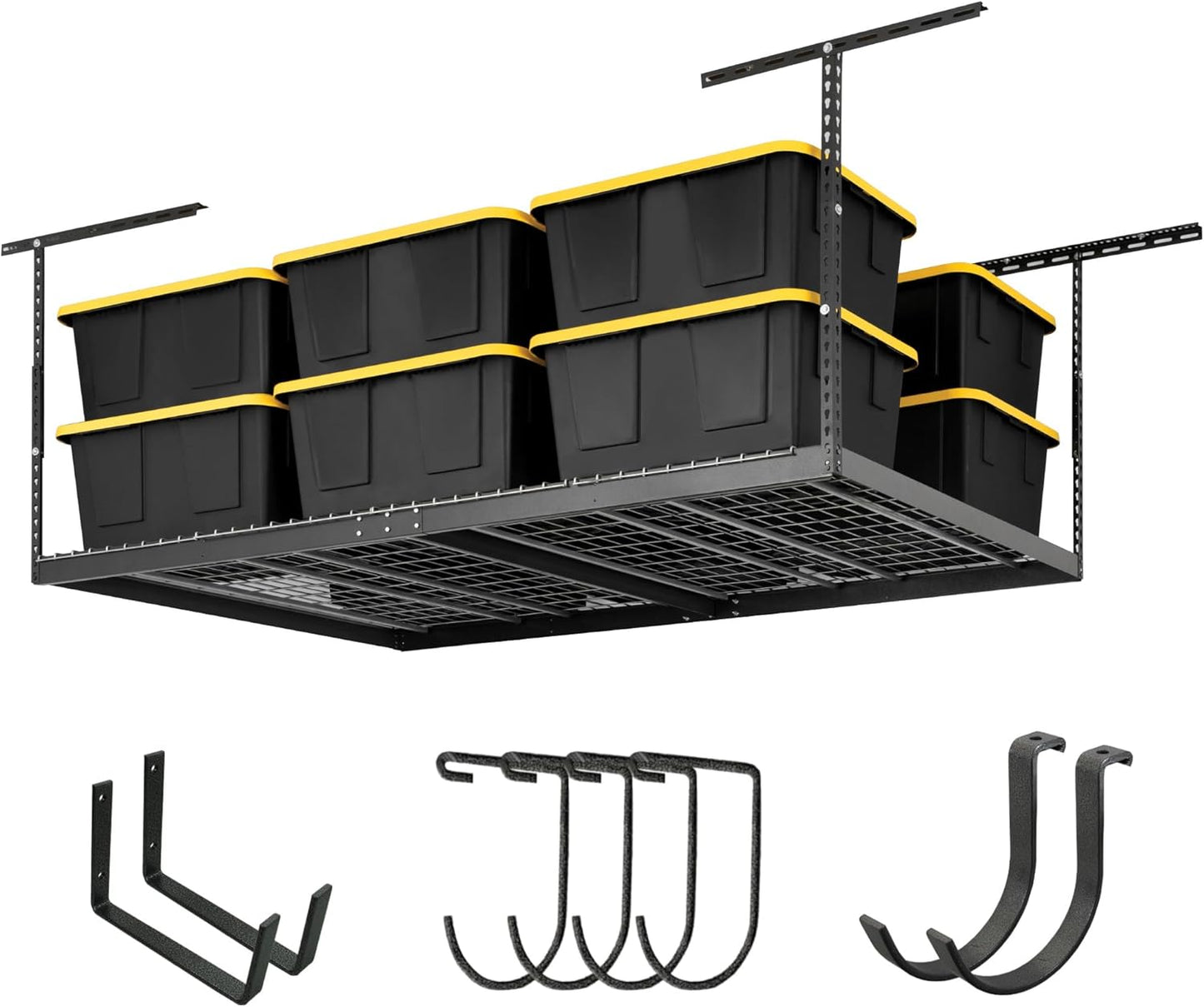SafeRacks 4x8 Overhead Garage Storage Rack Heavy Duty - Hammertone (24"-45") - Holds 600 lb