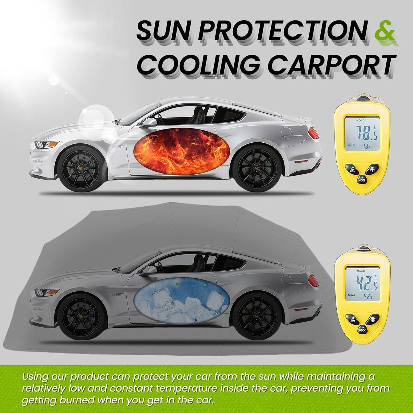 18×8.2×7.5FT Heavy Duty Carport, Portable Stainless Steel Garage, Retractable Folding Automatic Car Tent, All Weather Proof Carport, for Car, Boat, Car Canopy with All-Season Tarp