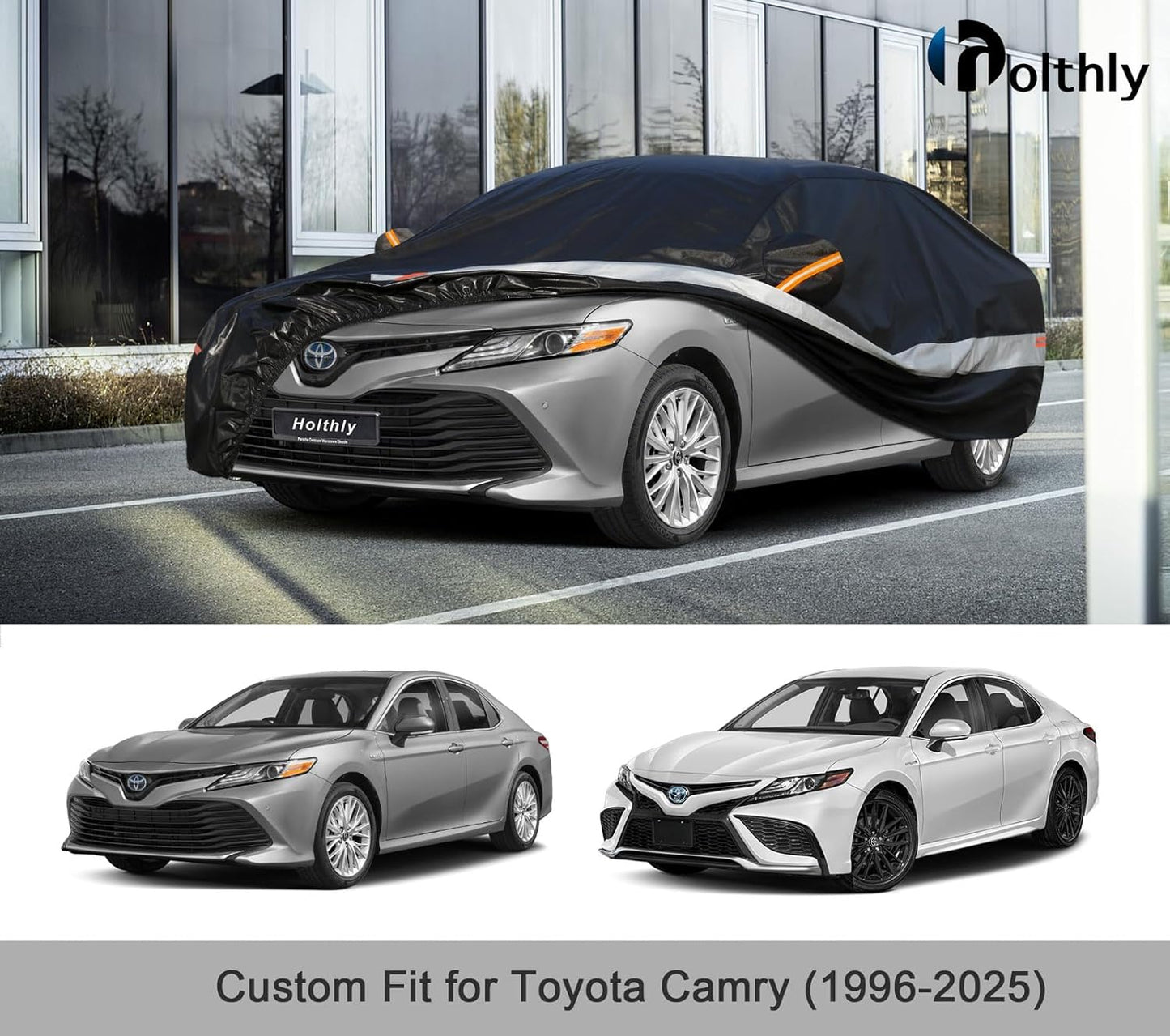 10 Layers Car Cover Custom Fit for Toyota Camry (1996-2025) Waterproof All Weather for Automobiles, Outdoor Full Cover Sun UV Rain Protection.Black