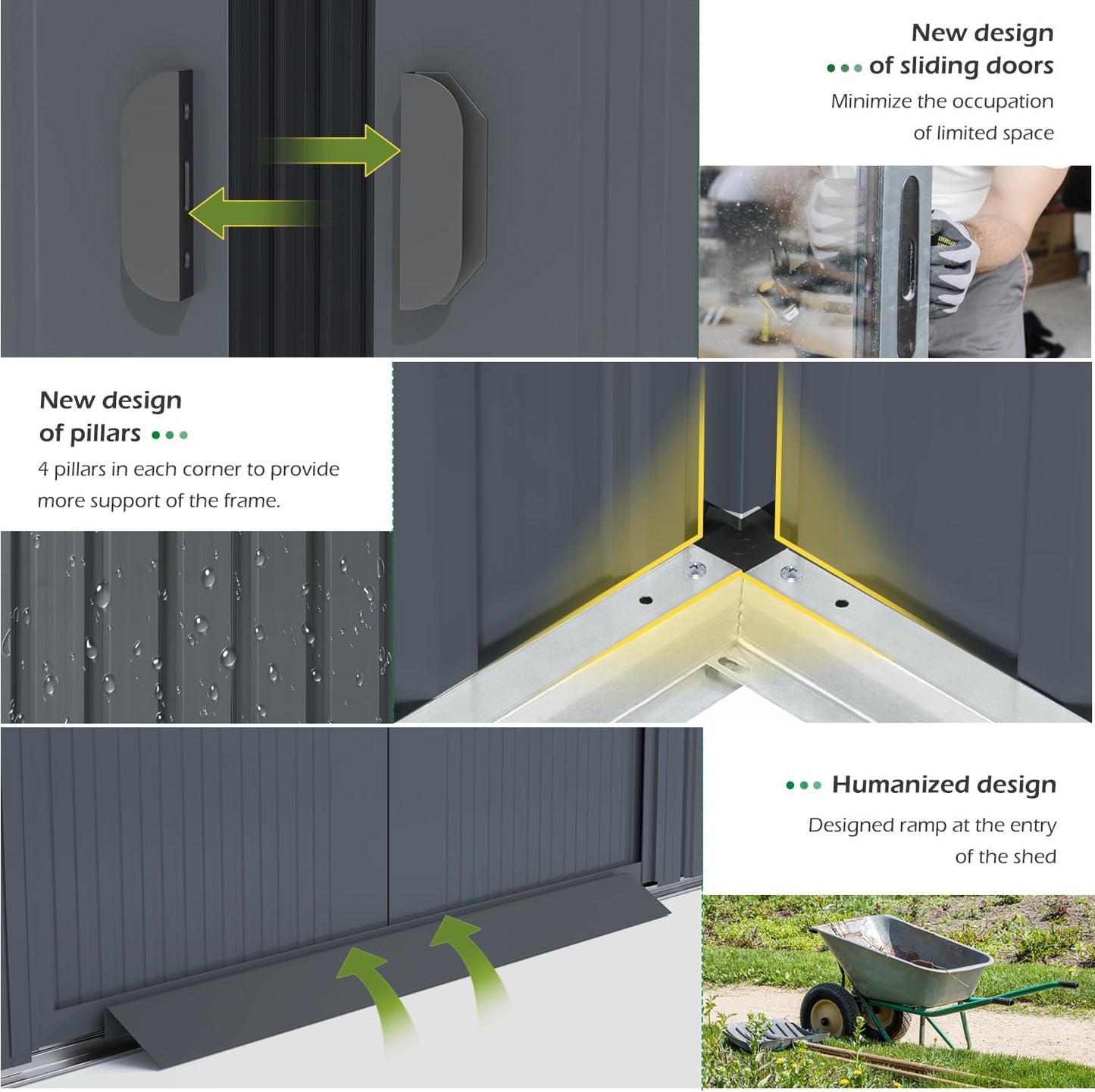 AECOJOY 12' x 14' Outdoor Storage Shed with Sliding Door, Outdoor Sheds & Outdoor Storage Clearance Backyard Shed Storage Cabinet, Large 14x12 Metal Storage Tool Shed