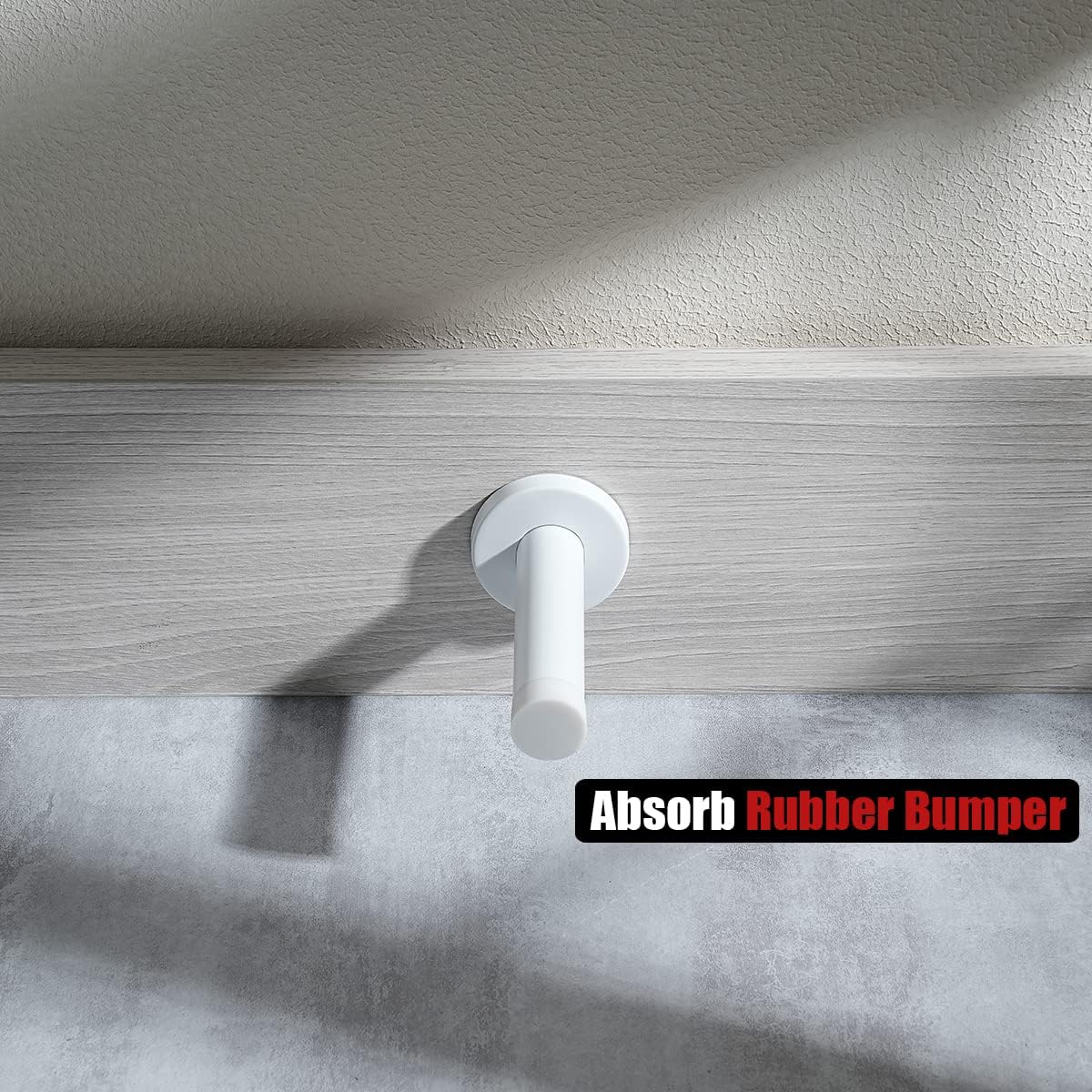 JQK Door Stopper White, 304 Stainless Steel Thicken 1mm Sound Dampening Door Stop Bumper Wall Protetor 8 Pack, DSB5-WH-P8