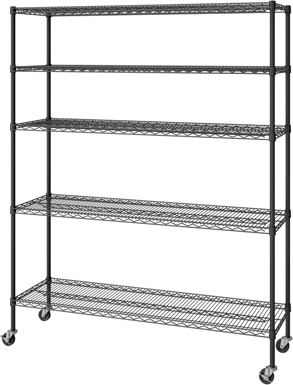 Seville Classics UltraDurable Heavy Duty NSF Solid Steel Wire Rack Storage Unit, Organizer for Garage, Warehouse, Office, Restaurant, Classroom, Kitchen, Black, 5-Tier Shelving, 60" W x 18" D
