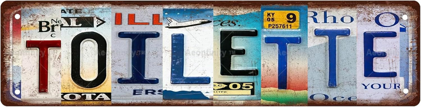 TOILETTE Vintage Metal Tin Street Sign Bar Cafe Garage Cave Home Room Wall Bathroom Farmhouse Garden Porch Patio Decor, 16 x 4 Inch
