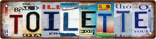 TOILETTE Vintage Metal Tin Street Sign Bar Cafe Garage Cave Home Room Wall Bathroom Farmhouse Garden Porch Patio Decor, 16 x 4 Inch