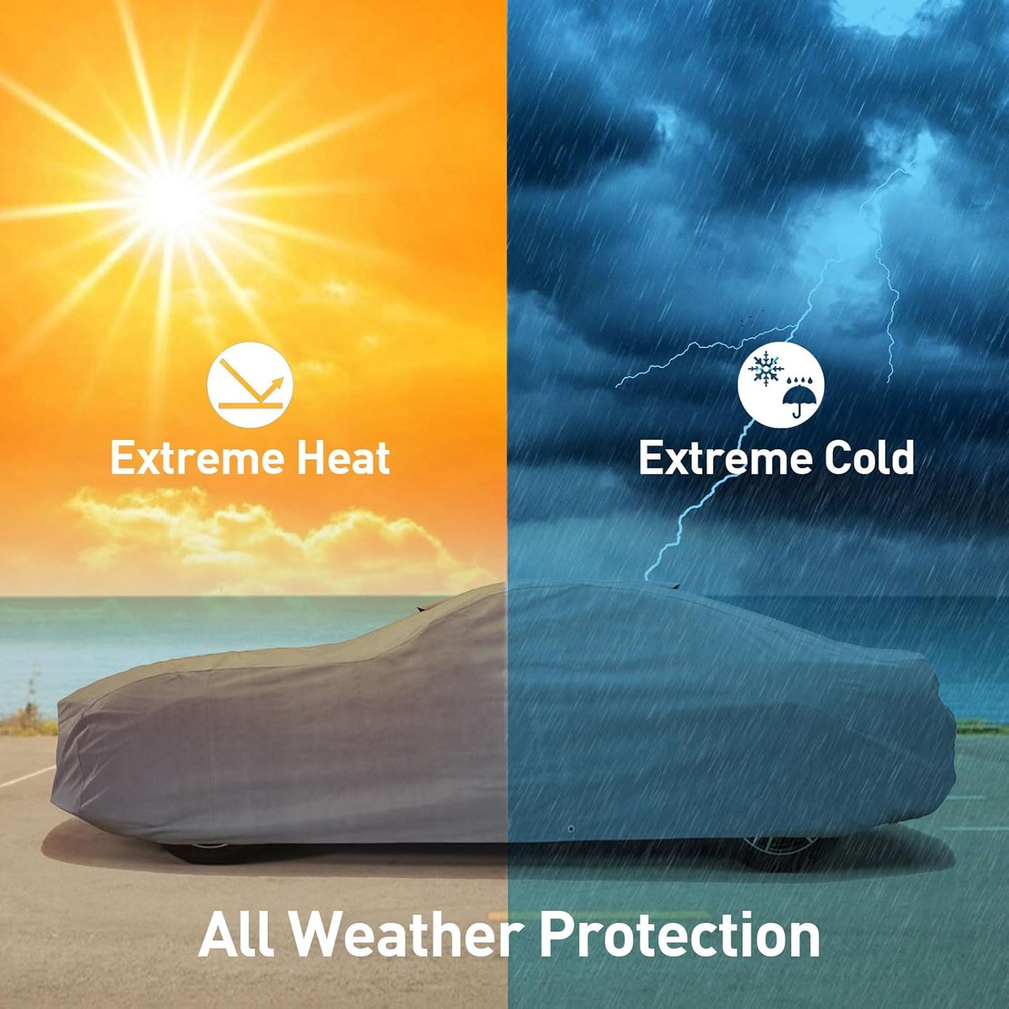 DaShield Ultimum Series Car Cover forCadillac DeVille 1965-1976 Sedan 4-Door All Weather Protection Semi Custom Fit Dust, Sun, Snow, Rain Protection Indoor Outdoor