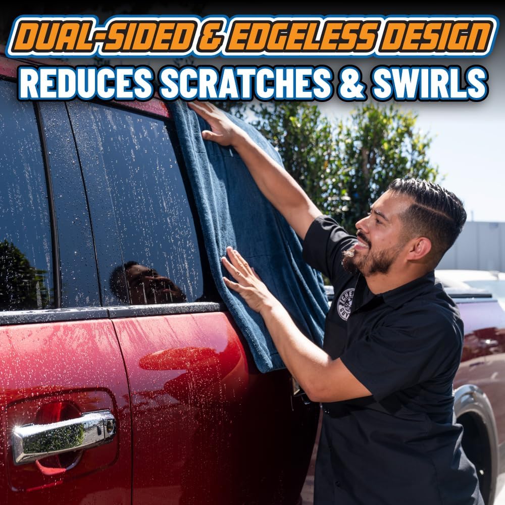 Chemical Guys, Megalodon, Microfiber Drying Towel with Twisted Loop Technology (Super Plush for Car, Truck, SUV, RV, & More) 24" x 36" Dark Blue - MIC531