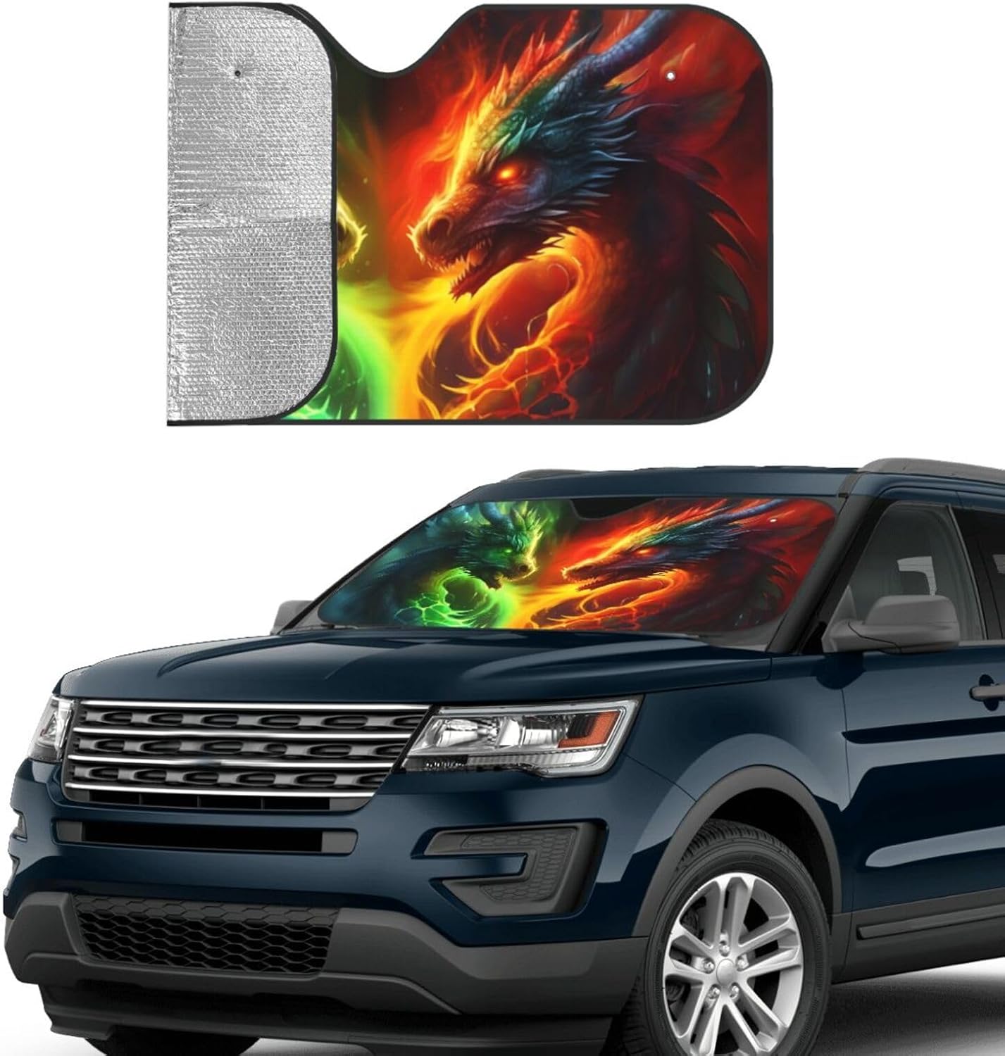 Dragon Car Sun Shade Windshield Sunshade Foldable Front Window Shield Cover for Truck SUV