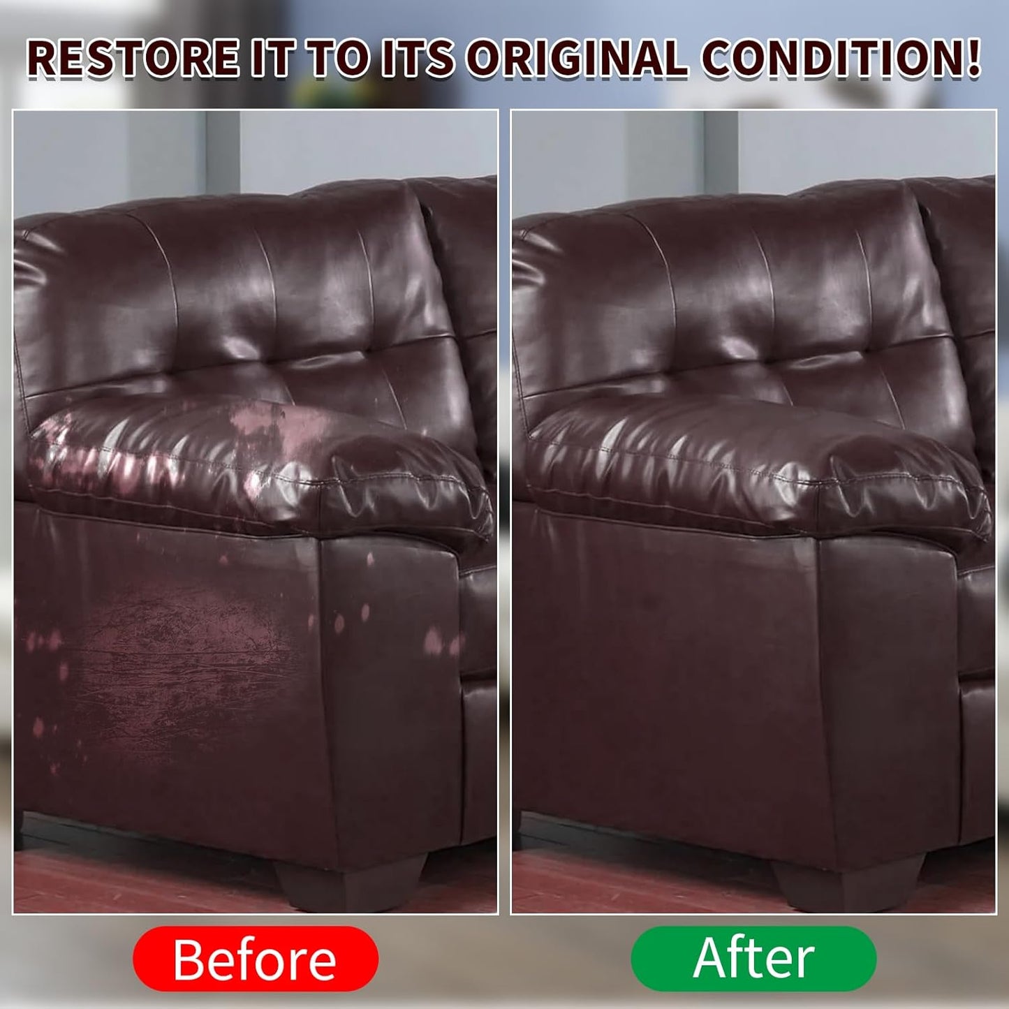 Maroon Leather Recoloring Balm,Leather Couch Scratch/Stain Remover,Leather Repair kit for Vinyl Furniture and Car Interior,Leather Dye Paint for Scratched and Faded Leather Couches