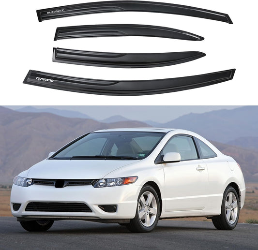 Rain Guards Side Window Visor Vent Outside Mount, 4PCS Fits for Honda Civic 4-Door Sedan 2006 2007 2008 2009 2010 2011