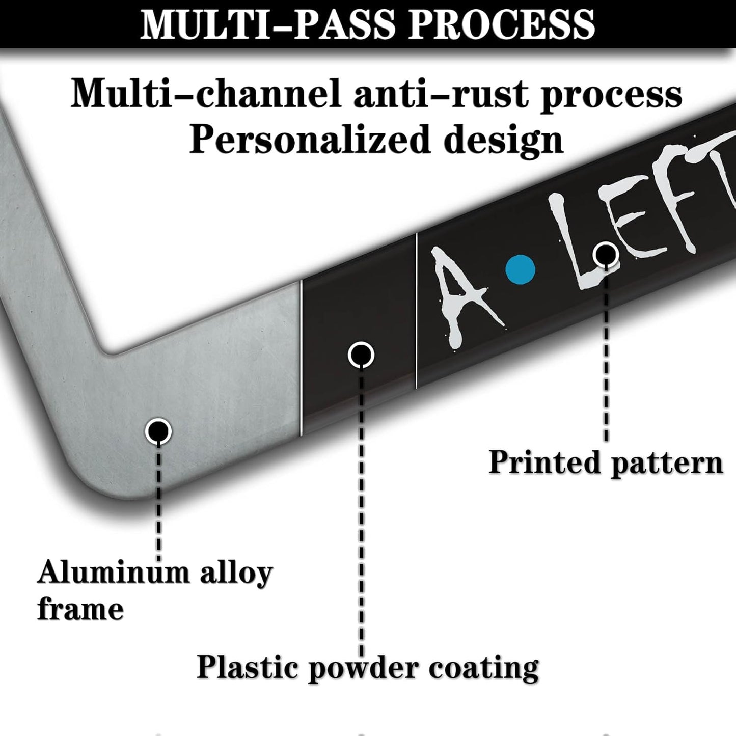 Front License Plate Bracket Black and White License Plate Frames This Car Doesn’t Have a Left Phalange Universal Aluminum Car Accessory 2 Pack with Screw Covers Set