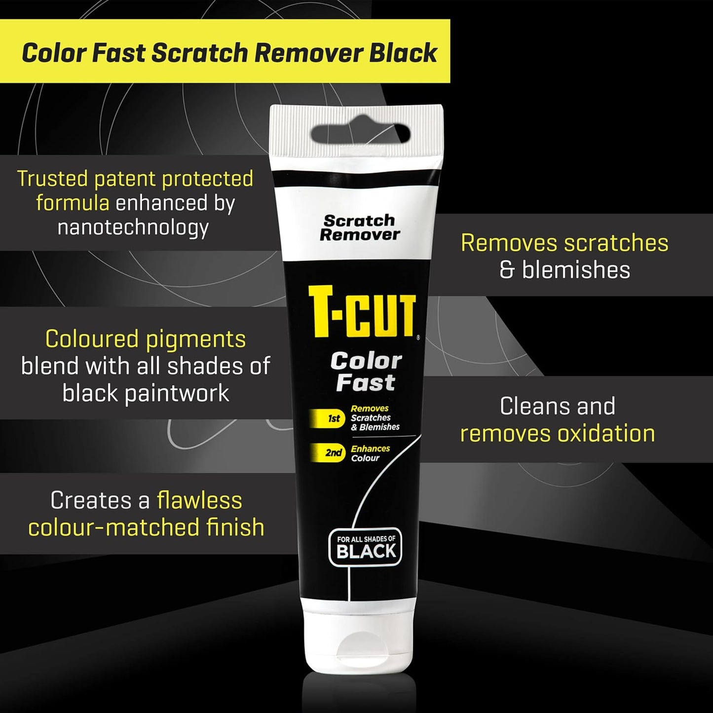 T-Cut Black Scratch Remover, Color Fast Car Wax Polish Color Enhancer, 5.3 Oz