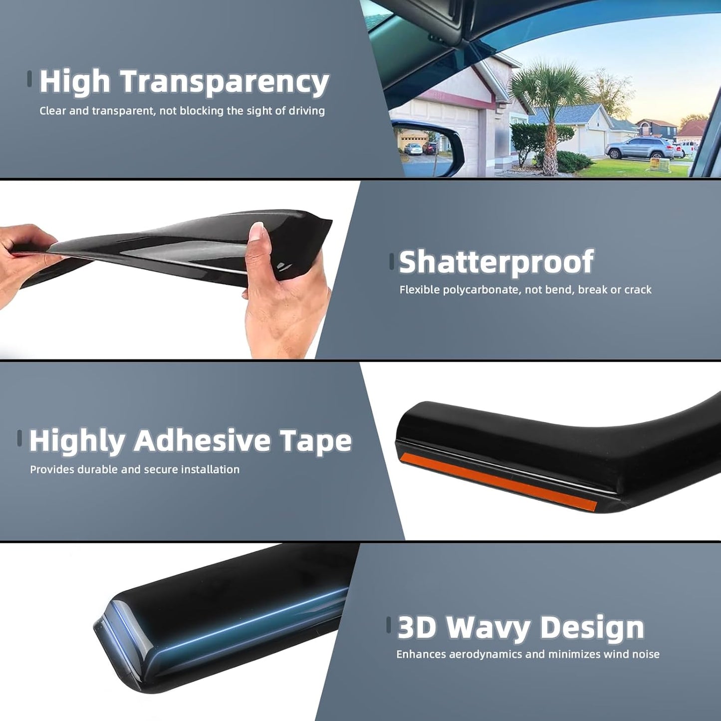 in Channel Window Visors for Jeep Compass 2017 2018 2019 2020 2021 2022 2023 2024, Rain Guards Exterior Car Accessories, Smoke Side Wind Deflectors Vent Shades Shield, 4PCS