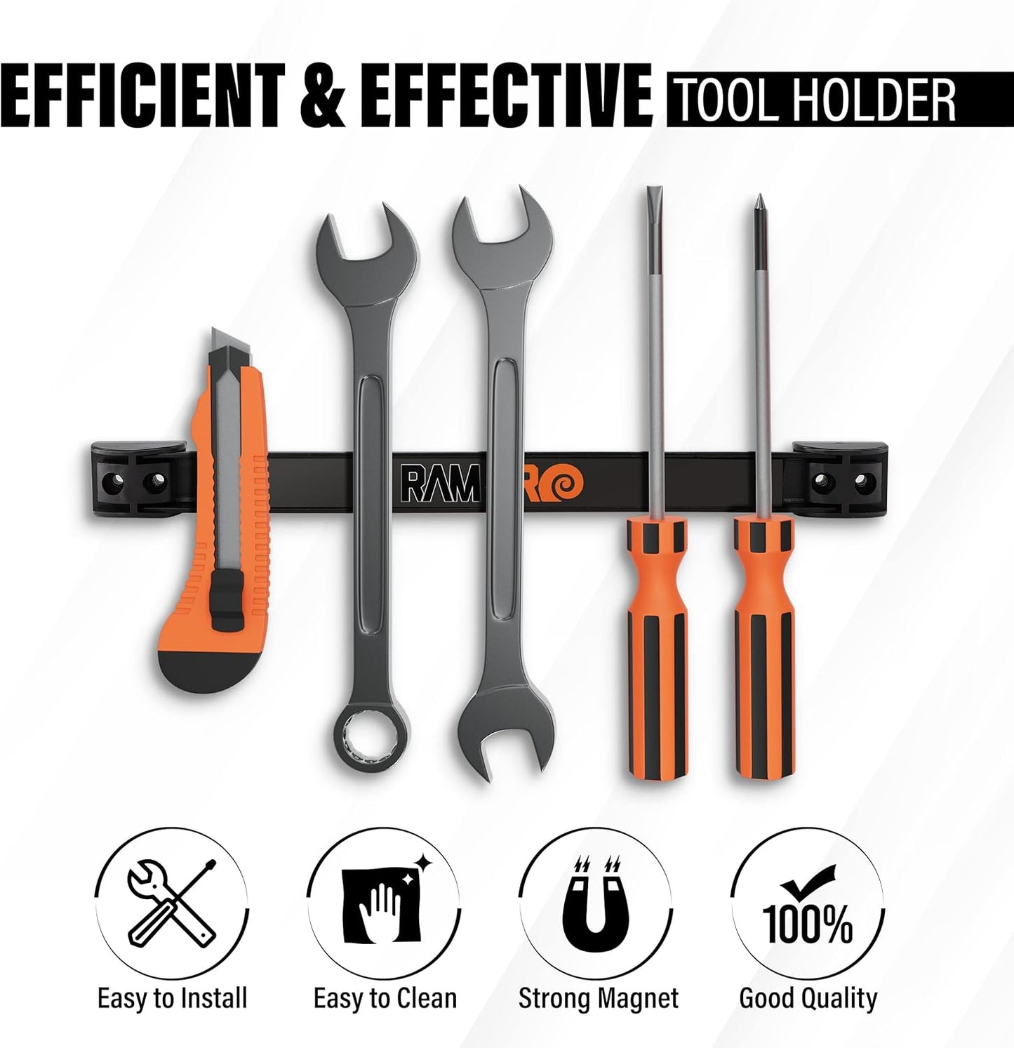 12" Magnetic Tool Holder Strip - A Tool Magnet Bar for Garage Organization, Shop Organization, and Workbench Accessories - Best Gift for Men - Easy To Install in Workshop - Mounting Screws Included.