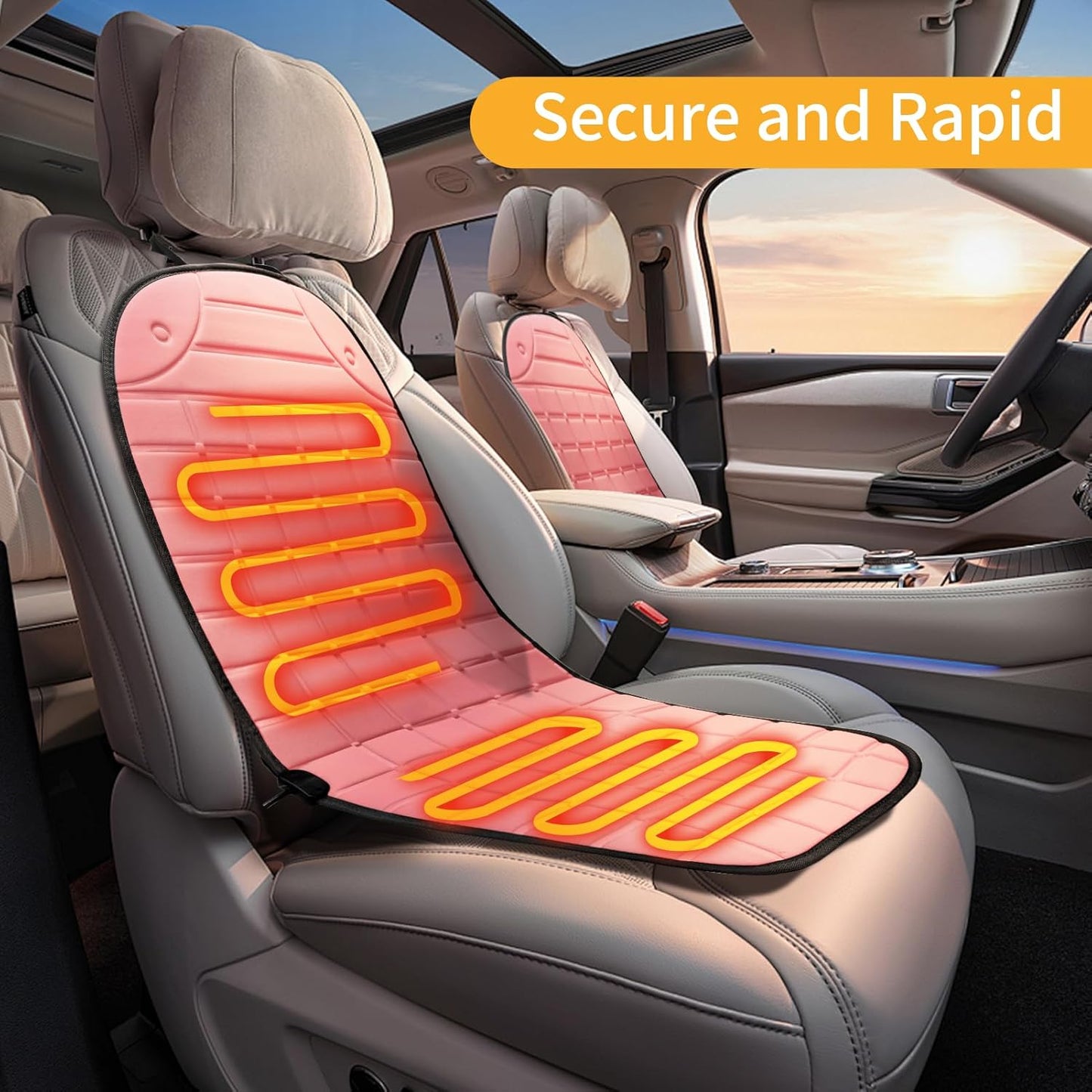 2 Pack Winter Seat Cushion - Portable Comfortable Fiber Seat Cover with Adjustable Buckle for Full Back and Seat (Pink)