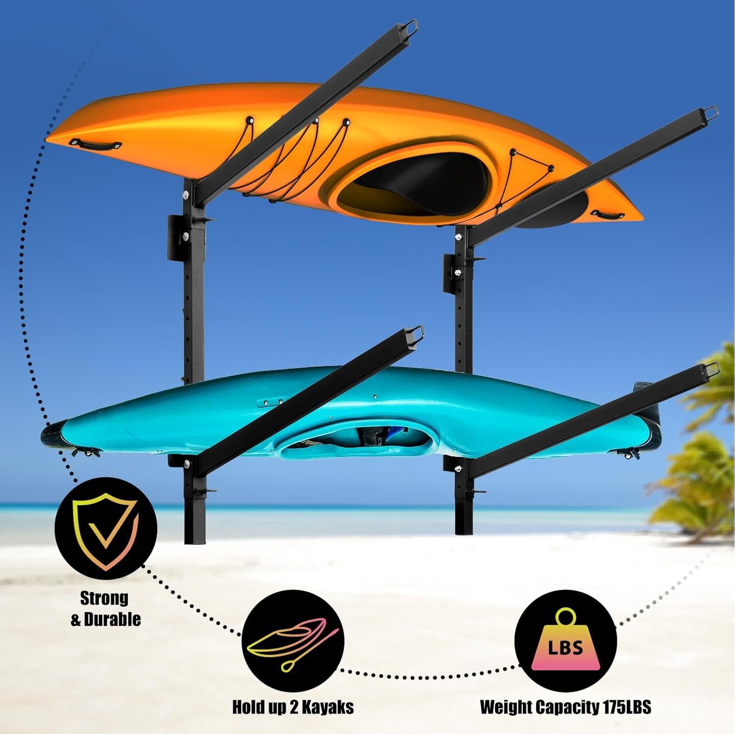 Kayak Storage Rack, Heavy Duty Freestanding Sup Storage Stand for Outdoor Use, Storage Rack for Kayaks, SUPs, Canoe and Paddleboard,…