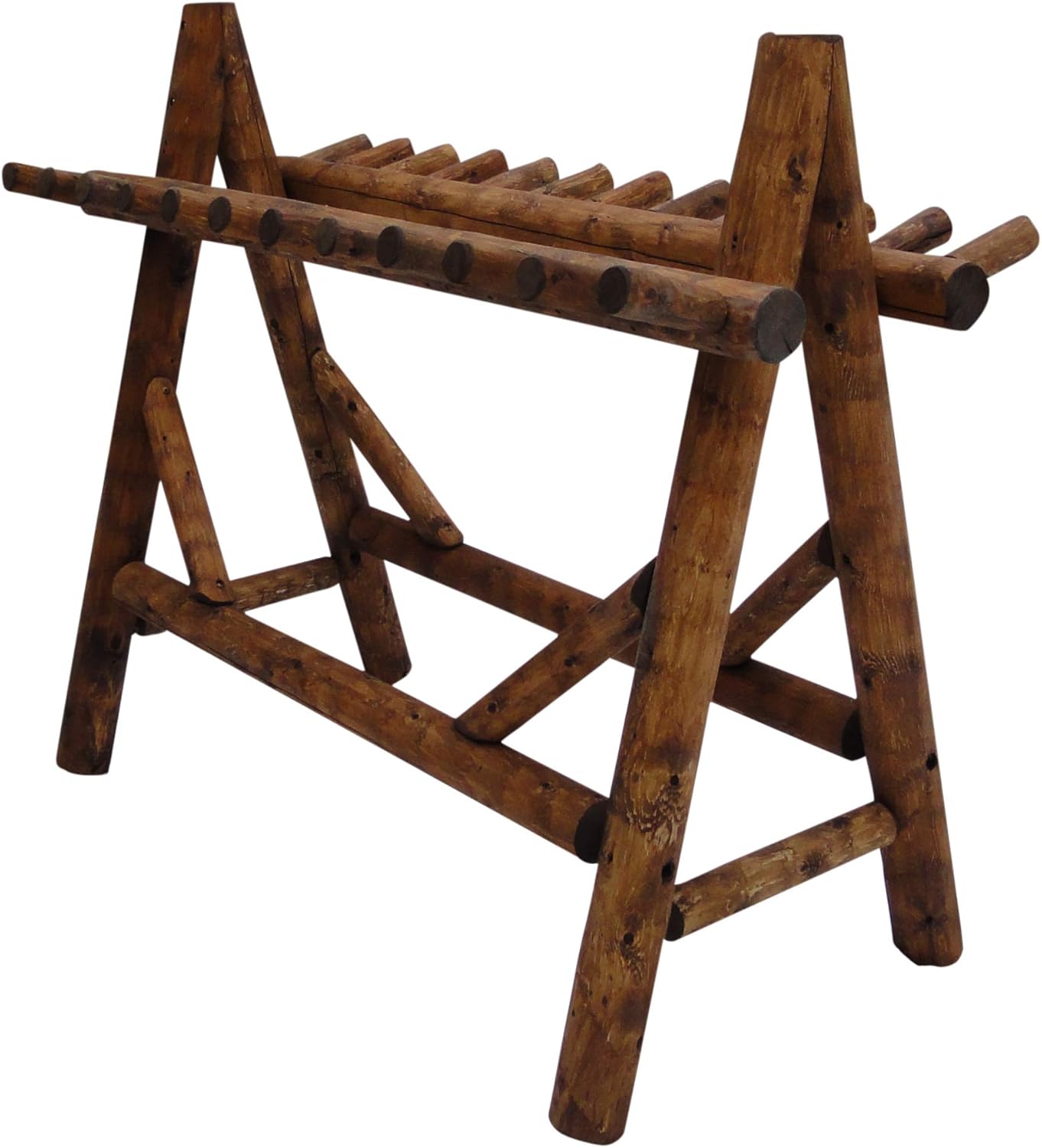 22-Place Freestanding Ski Log Racks, Pole Ski Holders, Garage Racks for Organization, Pole Stands, Snowboard Rack Garage, Snow Skis Sports Storage - Canyon Brown + 15" Anchor Kit