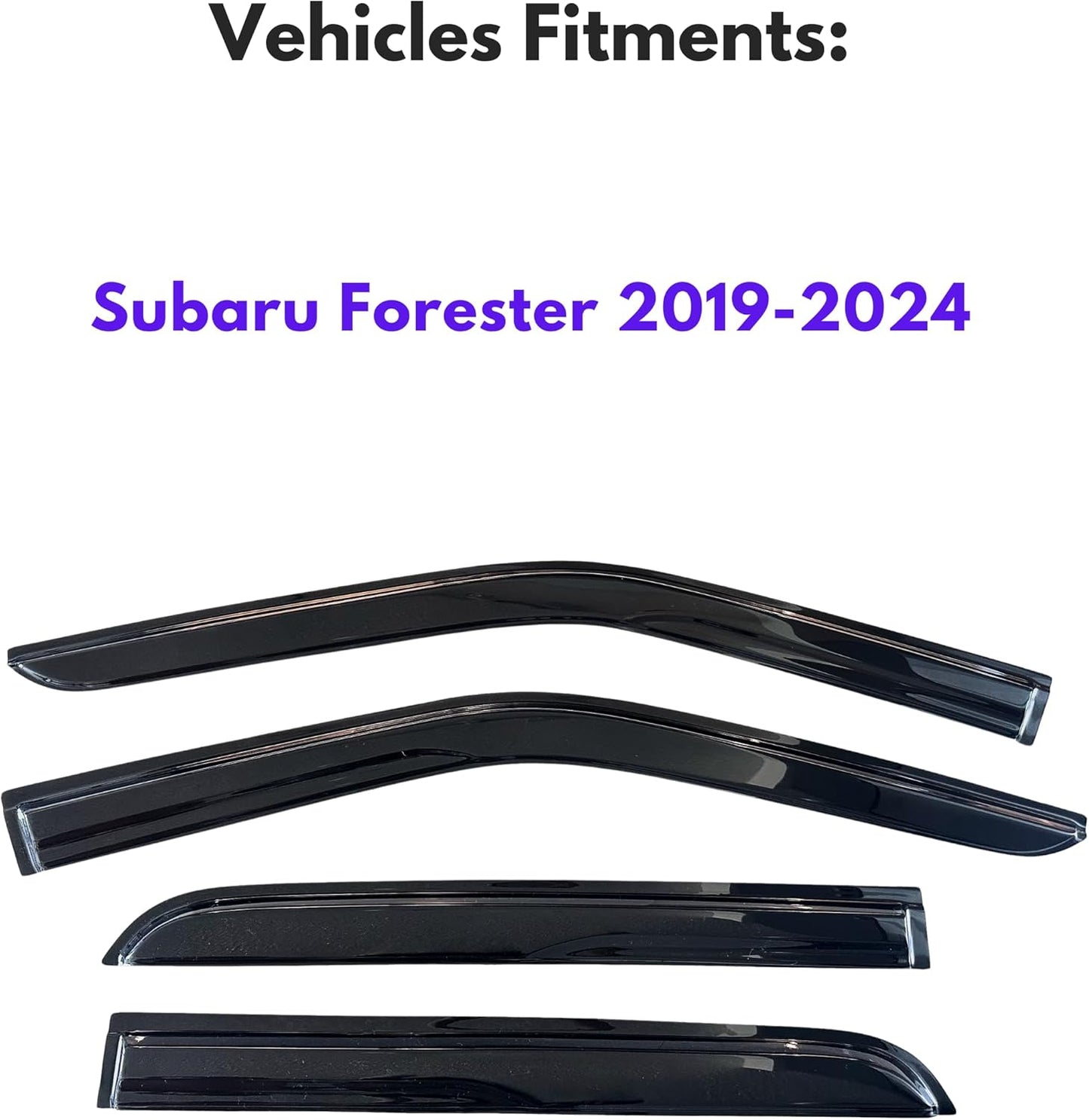 KPY Window Visor Compatible with Subaru Forester 2019-2024, 4PC Rain Guard Side Window Vent Deflectors Tape-On Mugen Style, 2019 2020 2021 2022 2023 2024