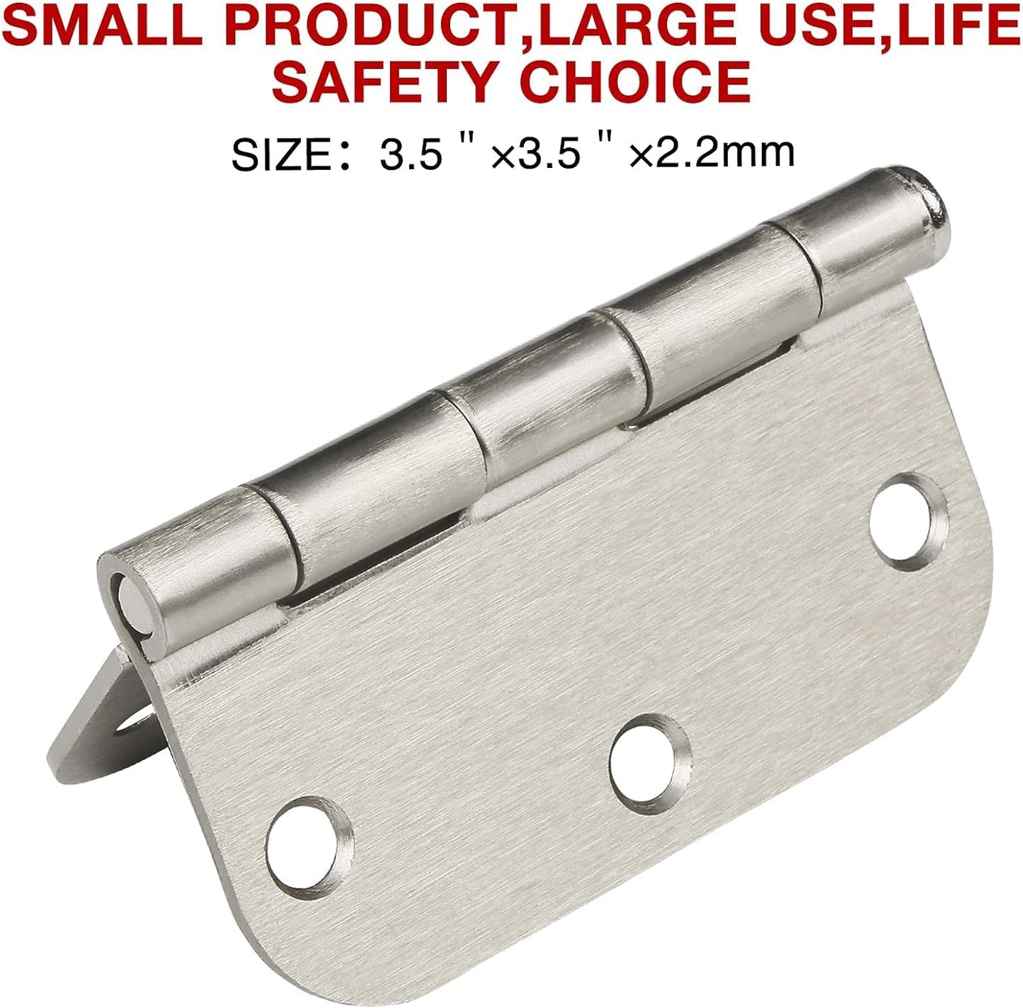 30 Pack Rounded Brushed Nickel Door Hinges 3.5 Inch 5/8" Radius 3 1/2" Satin Sliver Hinge No Squeak Flat Bifold for Bedroom Pantry Clean Glass French Interior Wood Doors,Table,Gate,Hardware