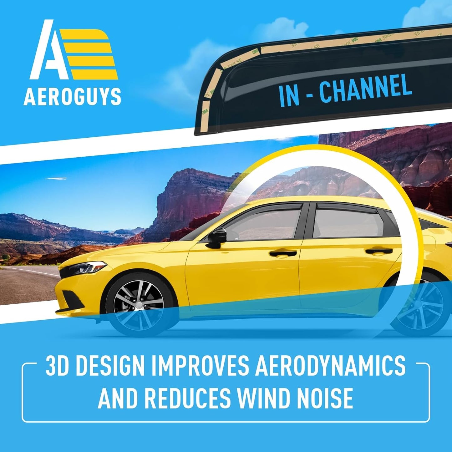 Extra Durable Window Deflectors in-Channel Window Visors Rain Guards Fit for Honda Civic 2022-2025 Hatchback, Sun Visors, Wind Vent for Shades, Exterior Car Accessories - 4pcs. AG0766