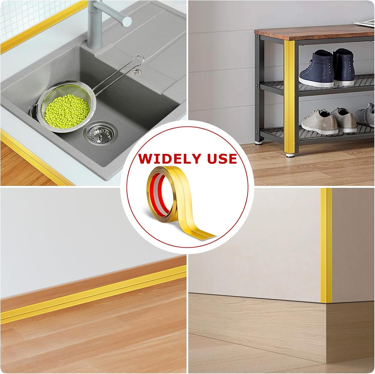 Flexible Wall Corner Protector Moulding Trim Peel and Stick Wall Corner Guards Edge Protector Self Adhesive Molding Trim Strip for Edge Ceiling (Gold, 0.8 in x 20 Ft)