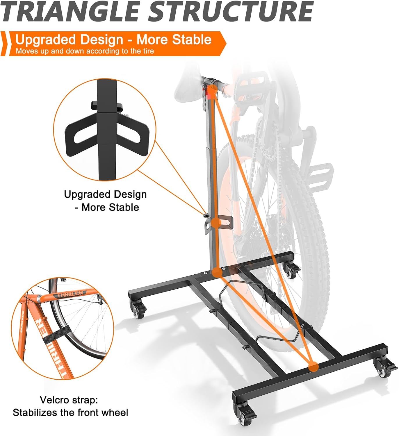 Vertical Bike Stand,Freestanding Space-Saving Bike Rack with Adjustable Height for Wheels Sizes up to 29”,Indoor Bike Storage Rack for Garage & Apartment, Upright Bicycle Floor Holder for MTB Road