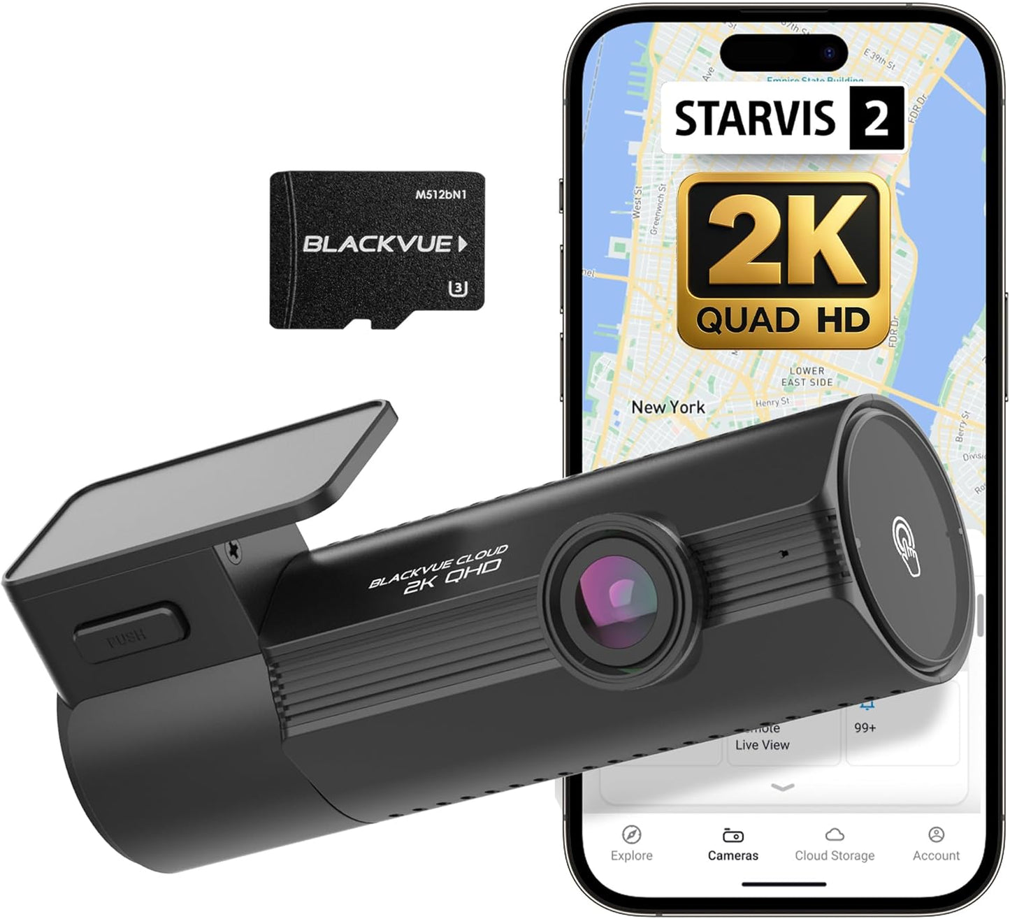 BlackVue Elite 8-1CH Dash Cam – 2K QHD Front Camera with STARVIS 2 Sensor, HDR, Smart Parking Mode, Power Saving, Event Detection, GPS, G-Sensor, USB-C Installation, 1TB microSD Support (256GB)
