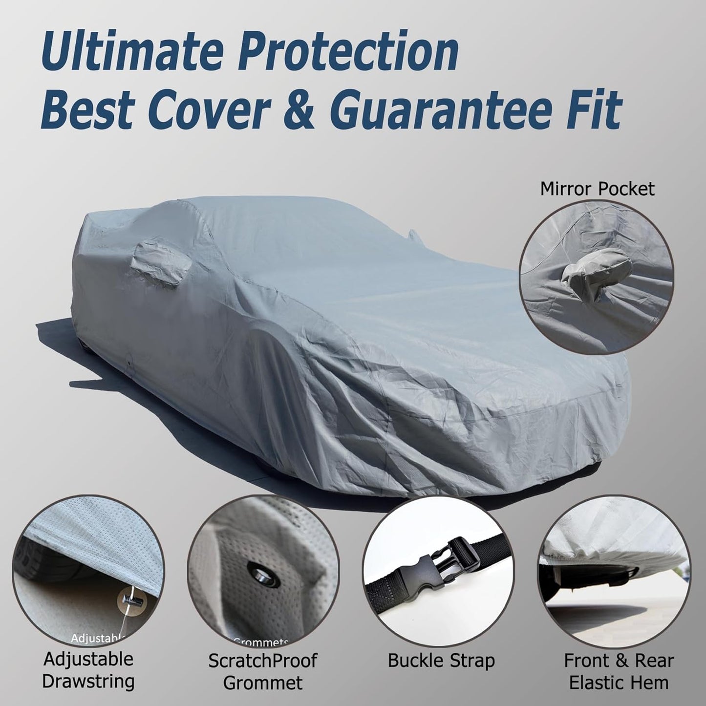 All Weather Waterproof car Cover Good for rain Snow uv Protection dust mid-Size SUV Cayenne Outback Atlas Aviator Range Rover Passport RX350 Black