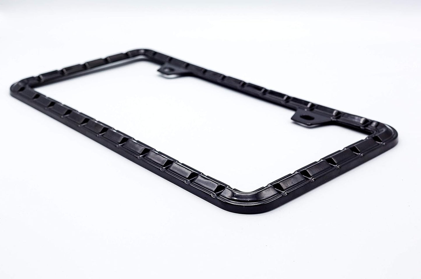 3D Chrome License Plate Frames, Pure Zinc Alloy Metal (Chain Pattern with Black Color)