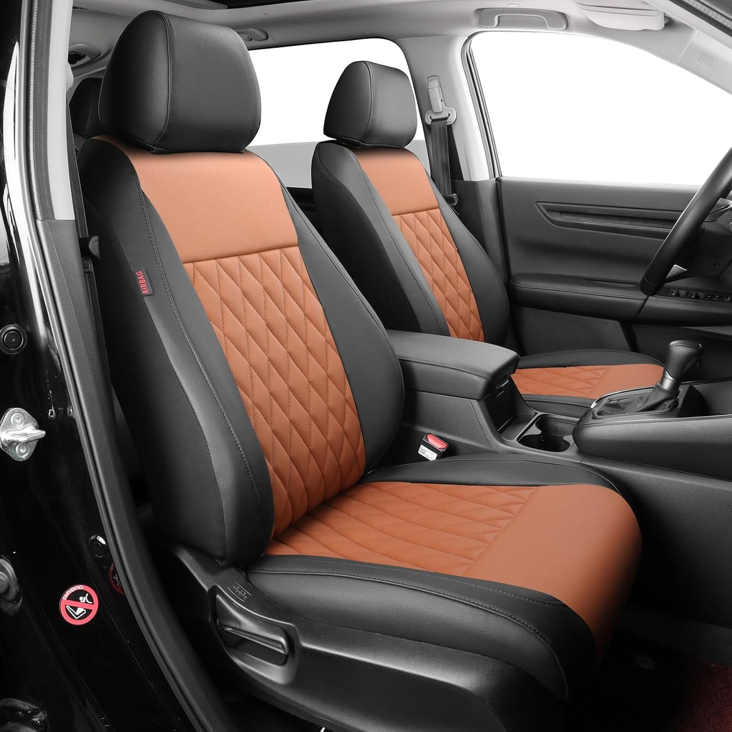coverdream CRV Leather Seat Covers Custom Fit for 2023-2026 Honda CRV LX,EX,EX-L,Sports Series,Hybrid,Full Coverage,Airbag Compatible,Car Seat Protector(Full Set,Black&Brown)