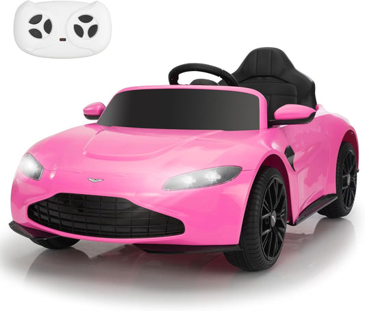 Ride on Car with Remote Control, 12V Licensed Aston Martin Electric Car for Toddlers with Soft Start, Music, USB, Bright Lights, Battery Powered Car for Kids 36-95 Months (Pink)