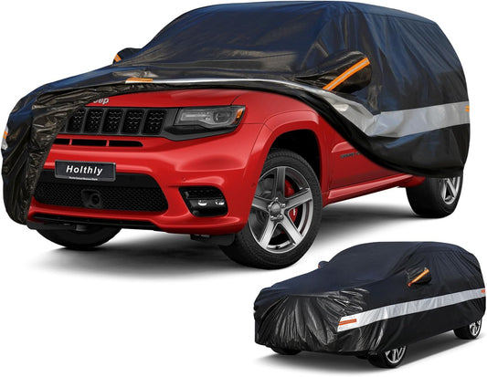10 Layers SUV Car Cover Custom Fit for Jeep Grand Cherokee (2010-2025) Waterproof All Weather for Automobiles, Outdoor Full Cover Sun UV Rain Protection with Cotton.Black