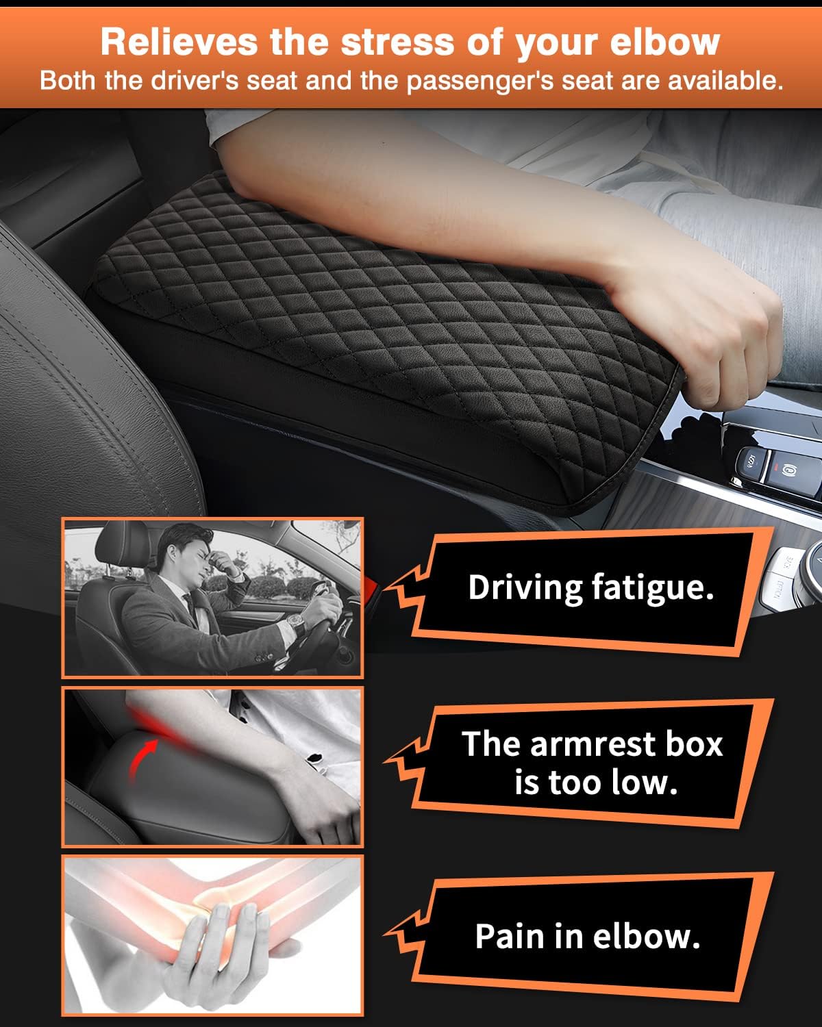 Shademax BMW X3 Center Console Cover, Armrest Cover Cushion Pad for BMW X3 Accessories 2024 2023-2018, PU Leather Armrest Seat Box Protector BMW X3 Middle Console Cover Anti-Scratch Black