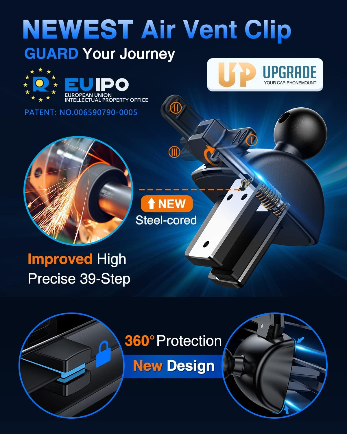 VANMASS [Pro Version] Universal Car Phone Mount [Super Suction Cup] Dashboard Phone Holder, Handsfree Windshield Dash Vent Phone Holder Car, Compatible for iPhone 16 15 14 13 Samsung LG & Truck,Blue