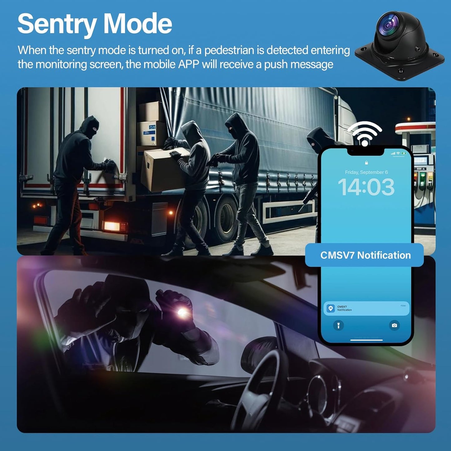 6CH RV Camera System 4G WiFi Live View GPS Tracking 10.1" AI Touch Screen Monitor with 4 Pieces 1080P Waterproof Night Vision Front Side Backup Camera Sentry Mode Blind Spot Pedestrian Detection