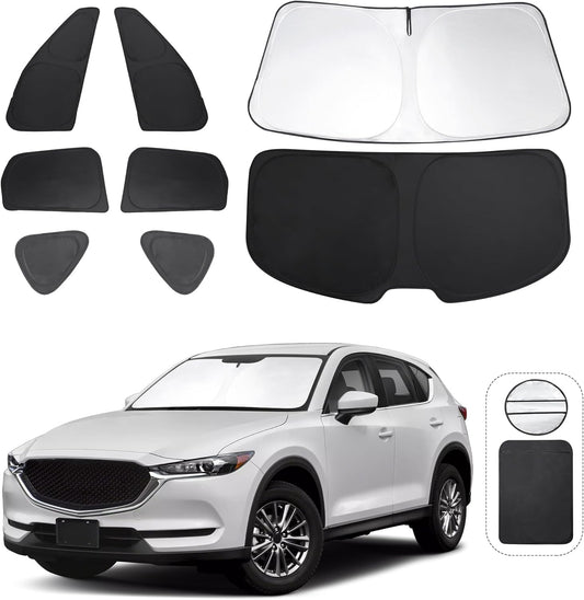 TINGLU Window Shades for Mazda CX-5 2017-2024 2025 Accessories Car Side Full Windows Rear Triangular Windshield Sun Shade Sun UV Rays & Privacy Protection for Camping,Napping,and Relaxing 8PCS