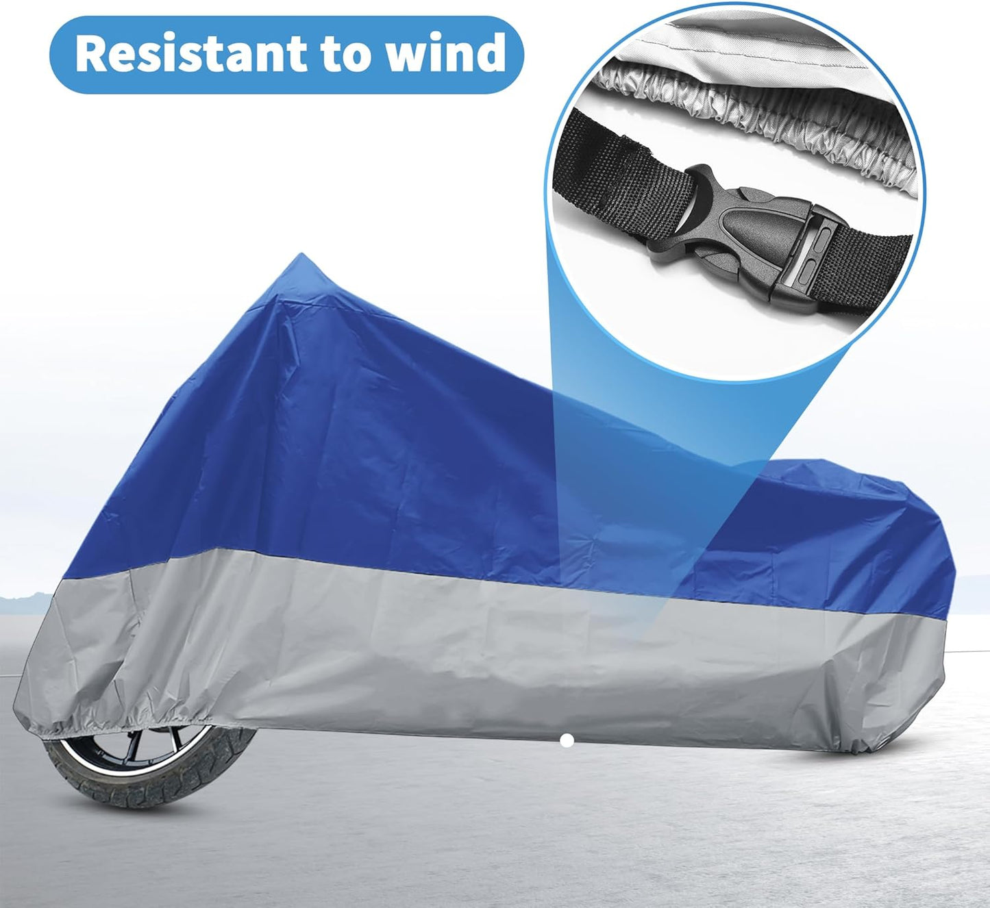 X AUTOHAUX Motorcycle Cover for Harley Davidson for Honda for Suzuki All Season Waterproof Sun Outdoor Protection Motorbike Cover Fits Up to 104.33'' Motorcycles Cover XXL Blue Silver Tone