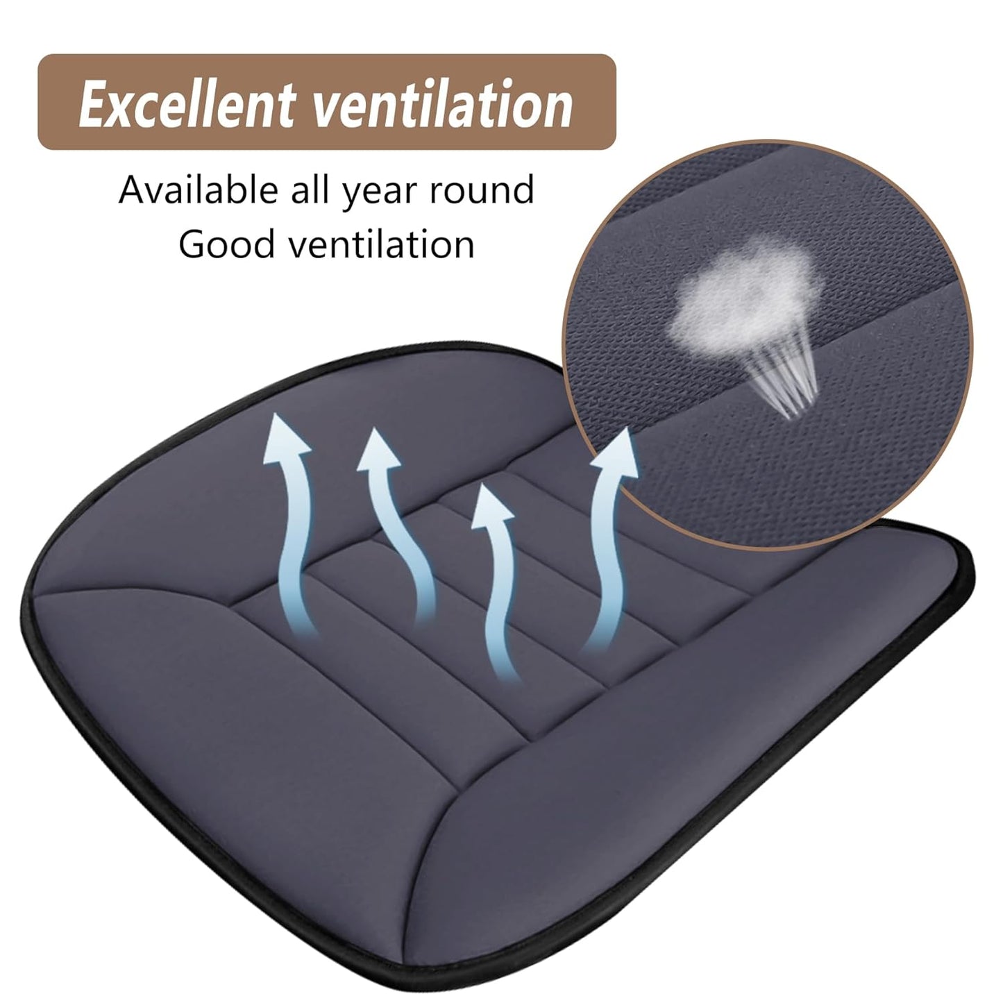 MYFAMIREA Car Seat Cushion Pad 1.2" Thick Comfort Seat Protector for Car Driver Seat Office Chair Home Use Memory Foam Seat Cushion with Non Slip Bottom, 20'' x 18.5'', Dark Gray