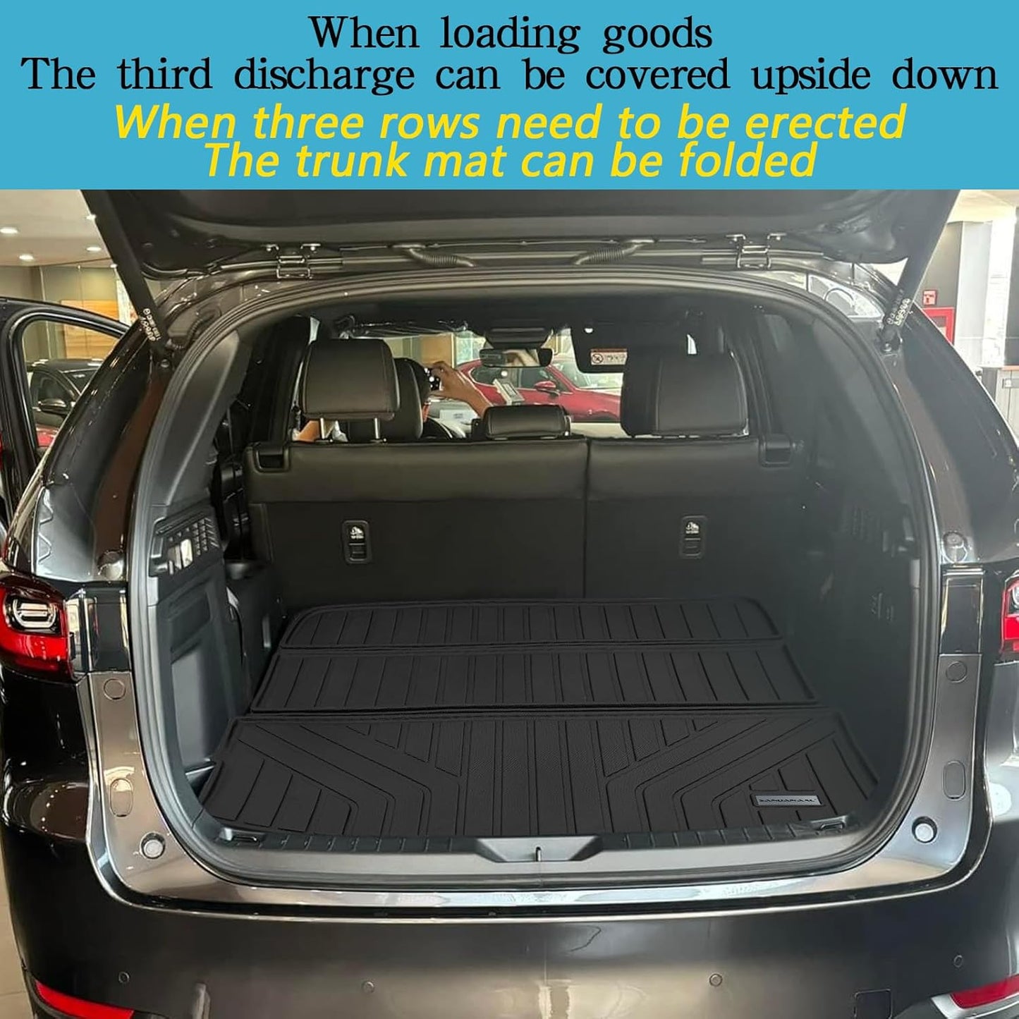 Large Cargo Liners Custom Fit 2024 2025 for Mazda CX90 CX 90 TPE All Weather Trunk Mat Accessories, Waterproof Rear Cargo Mat Easy to Clean for 2024 Mazda CX-90-Black