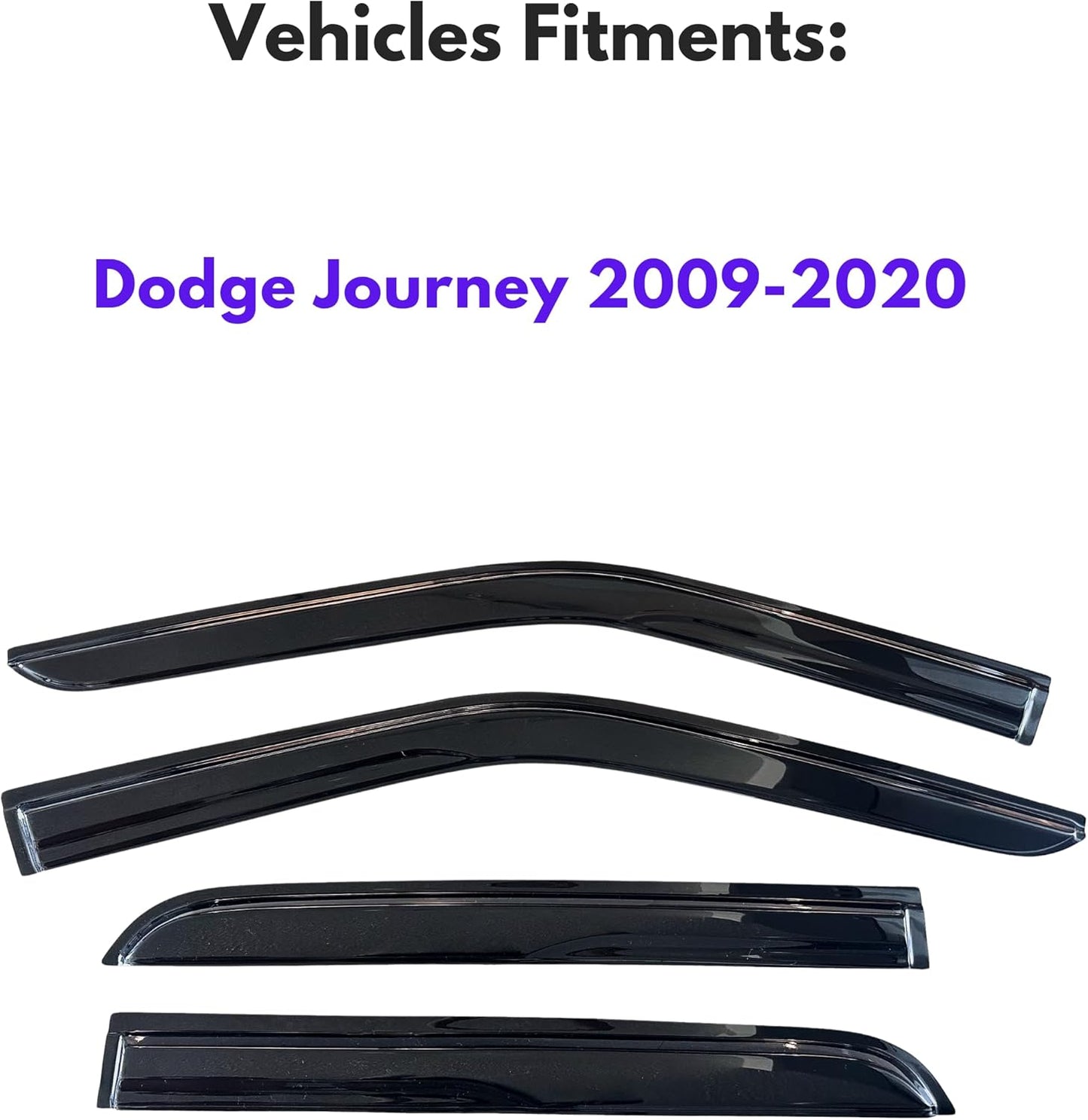 KPY Window Visor Compatible with Dodge Journey 2009-2020, 4PC Rain Guard Side Window Vent Deflectors Tape-On Mugen Style, 2009 2010 2011 2012 2013 2014 2015 2016 2017 2018 2019 2020