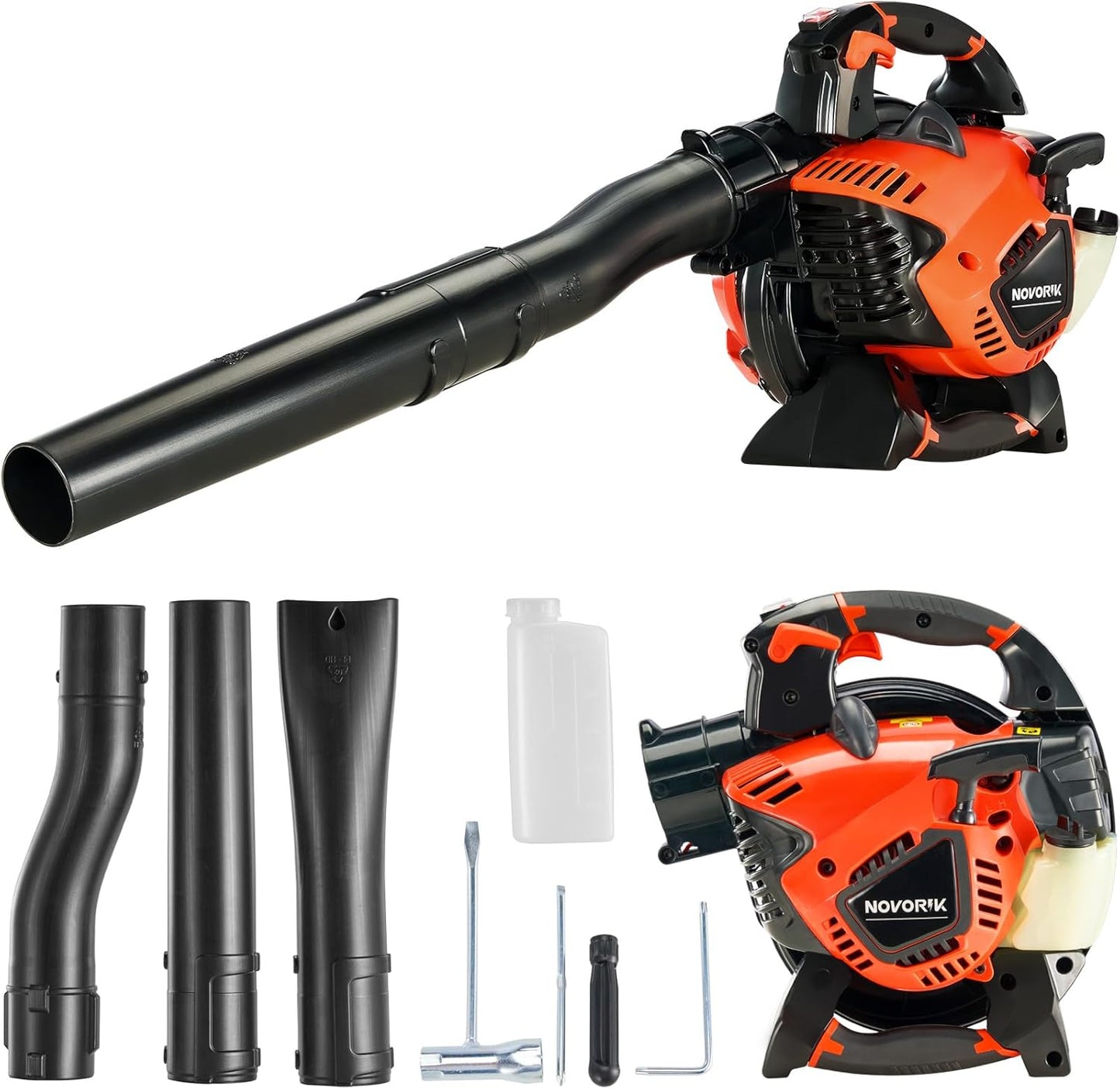 28CC Gas Leaf Blower 450-CFM 160-MPH, 2-Cycle Handheld Leaf Blower for Lawn Care, Leaf Cleaning, Snow Removal (Orange)