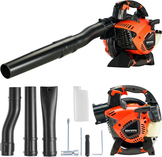 28CC Gas Leaf Blower 450-CFM 160-MPH, 2-Cycle Handheld Leaf Blower for Lawn Care, Leaf Cleaning, Snow Removal (Orange)