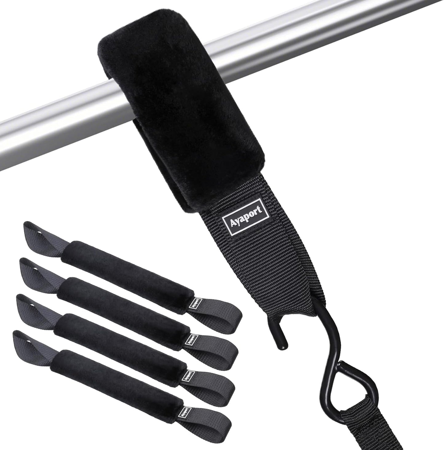 Ayaport Soft Tie Cover Set Include 4 pcs Synthetic Sheepskin Plush Covers and 4 pcs Soft Loop Tie Down Straps for Protecting Motorcycle, Dirt Bike, ATV, UTV etc. 1.5"x18"