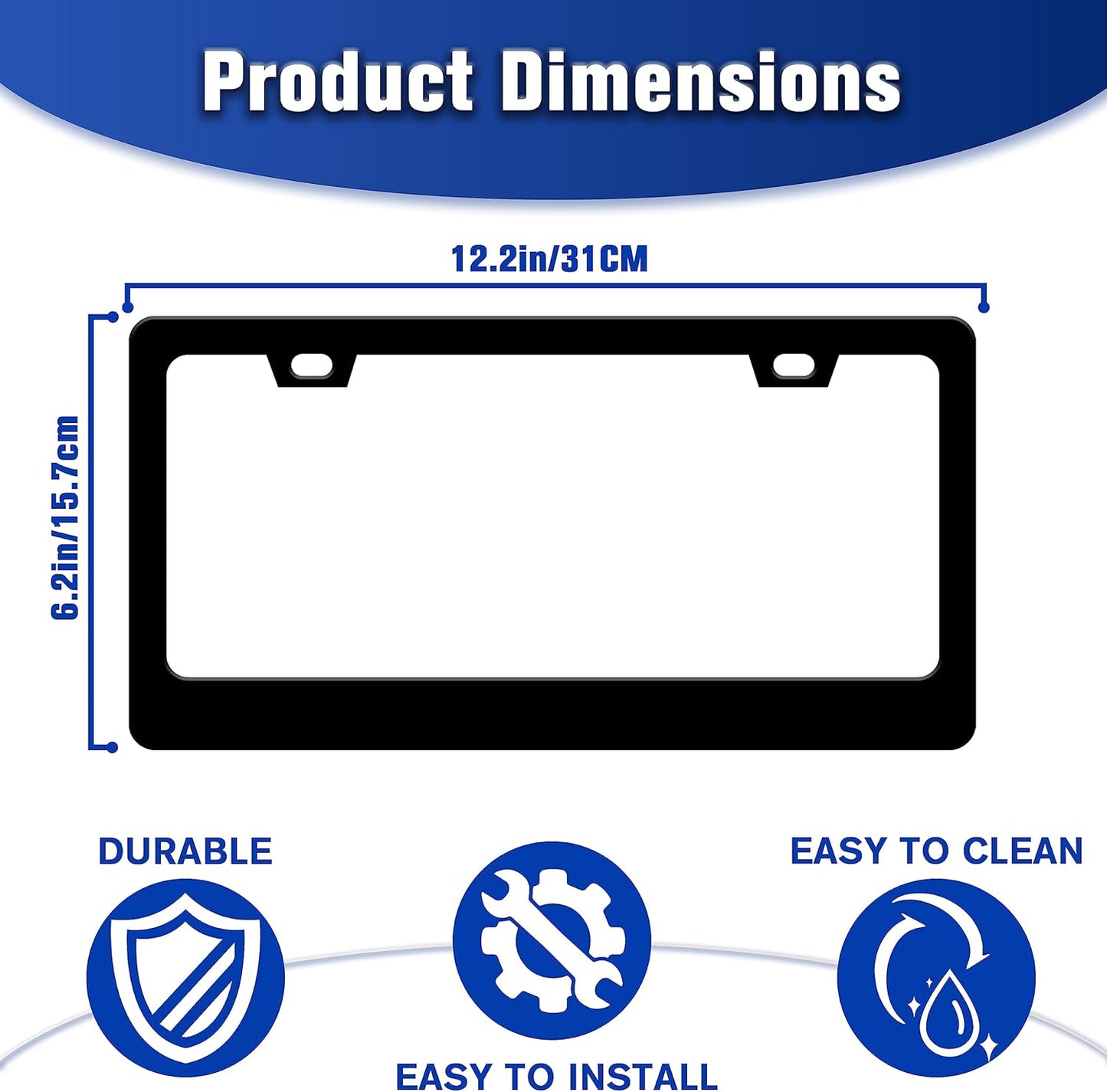 Vintage American Flag License Plate Frame USA Flag Patriotic License Plate Holders Funny Stainless Steel Auto Accessory Bracket 2 Hole with Screws Universal Us Car License Plate Frames 6x12 Inch