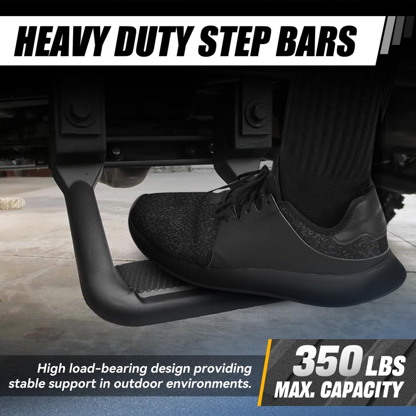 Auto Dynasty Universal Side Step for Pickups & Trucks, Aluminum, Black Coated, Set of 2