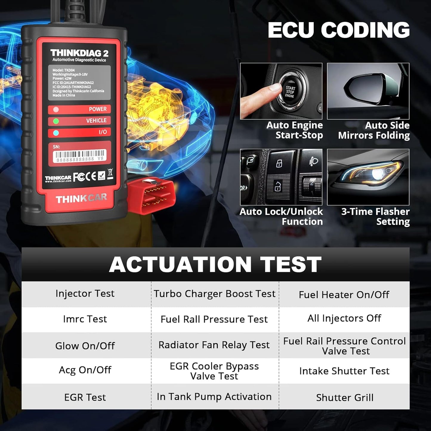 Thinkdiag2 All System Bidirectional Control OBD2 Diagnostic Scanner for iOS & Android, Bluetooth Scan Tool with CAN-FD Protocol, AutoVIN, Active Test, 15+ Reset Functions, ECU Coding, 1 Year Fr-ee